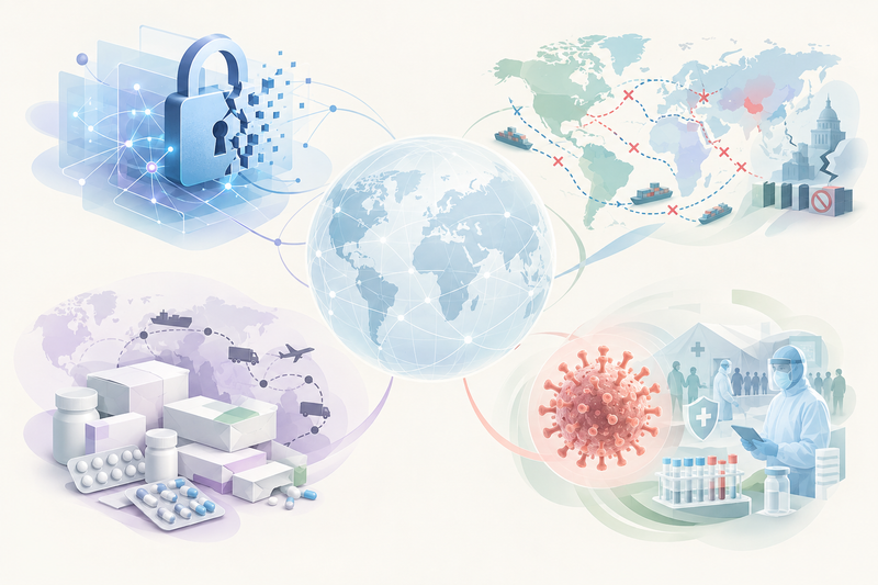 Light global risk illustration with a central globe